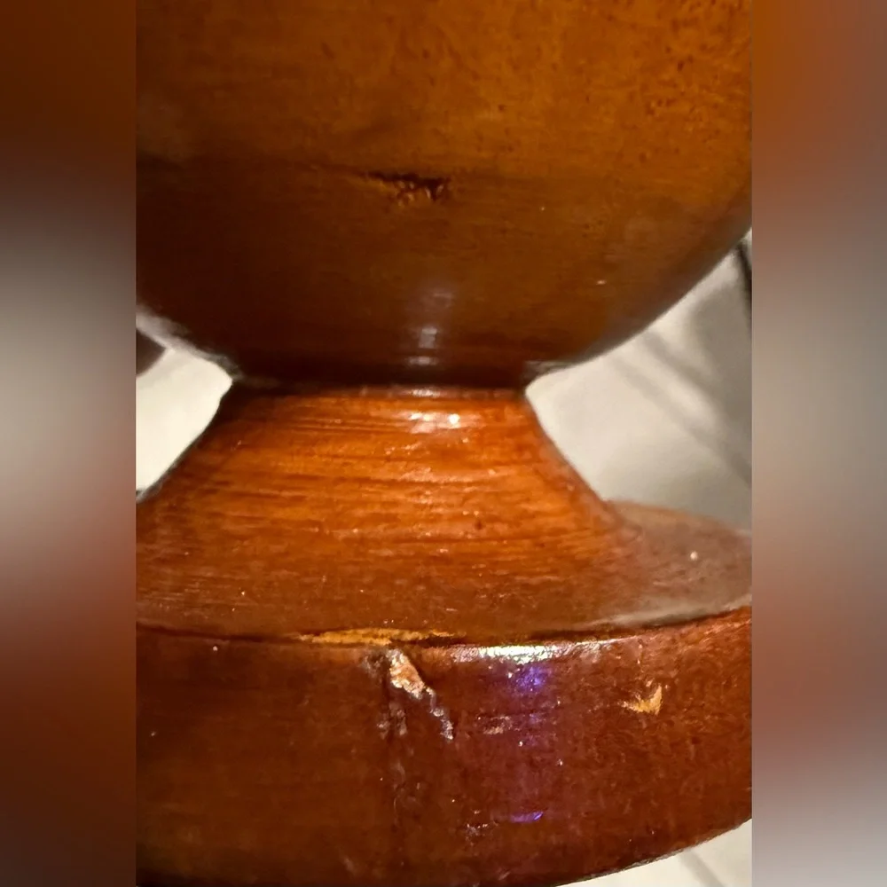 Vintage 1970s Hand-Turned Wood Bud Vase - Boho Floral Hand-Carved - 9”
